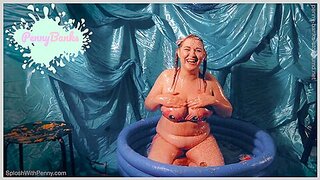 Nice Plus-size Sandy-haired teenie 18+ In Swimsuit Dirty Edible Food Sploshing & Cake Sitting